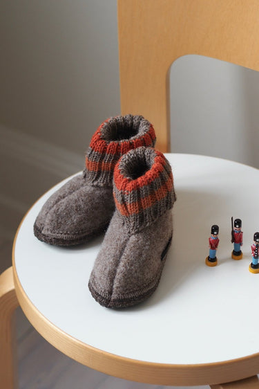 Wool Indoor Shoes Beige & Orange
