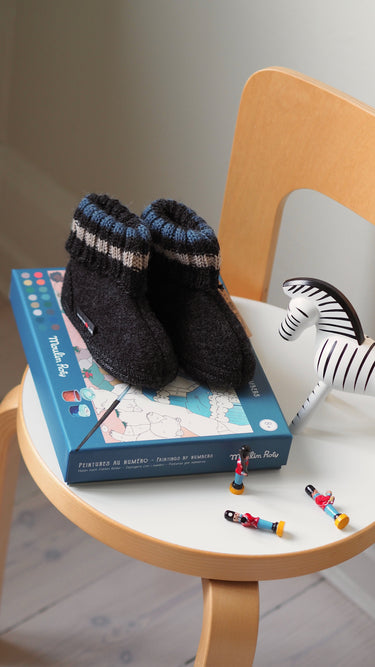 Wool Indoor Shoes Navy Blue